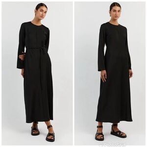 DISSH Bloom Black Satin Long Sleeve Dress In Black